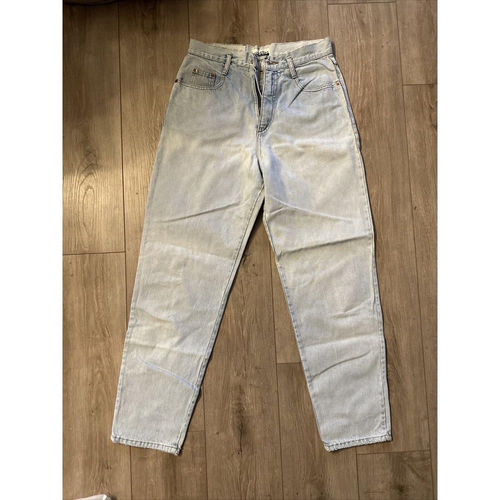 Vtg 80s Switch USA Acid Wash Jeans, High Rise Tapered, Contempo, Embroidered 9‎